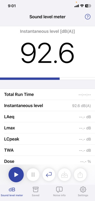 92.6 decibels in sound meter app