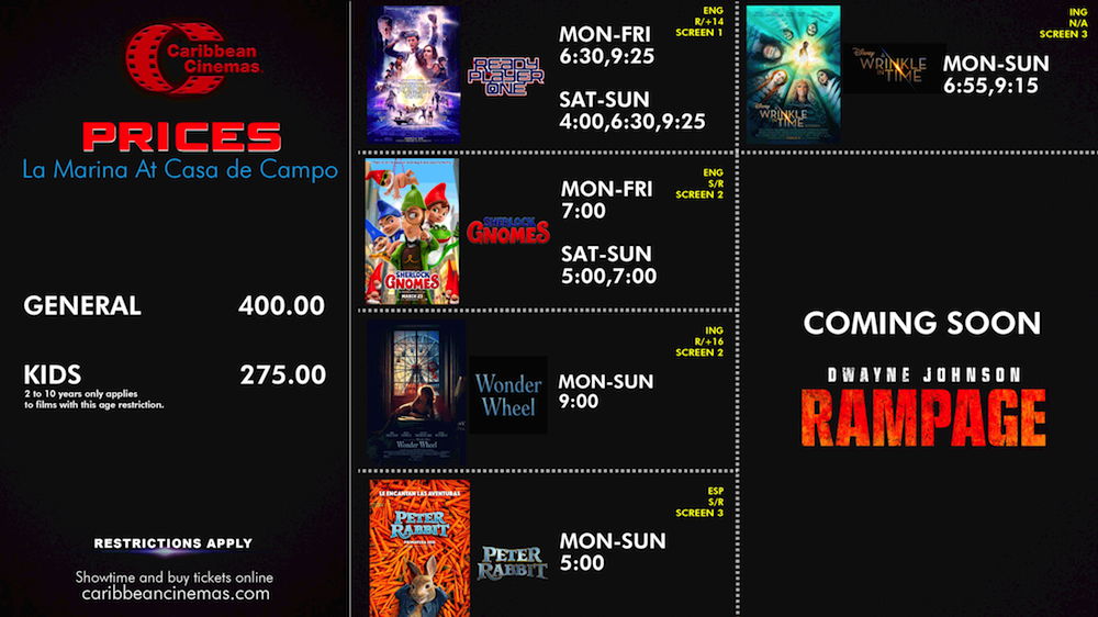 Marina Casa de Campo Movie times April 5th 11th