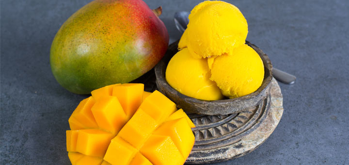 Mango Sorbet with Pineapple and Banana