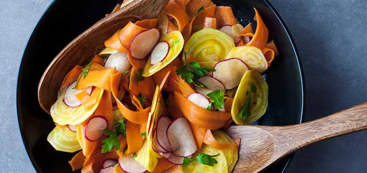 Rustic Shaved Beetroot, Carrot, & Radish Salad