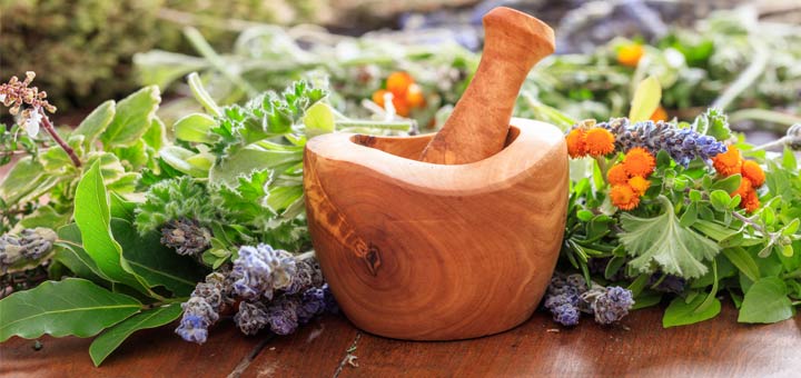 herbs-wooden-background