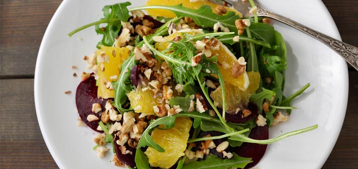 Arugula Orange Salad With A Lemon Ginger Dressing