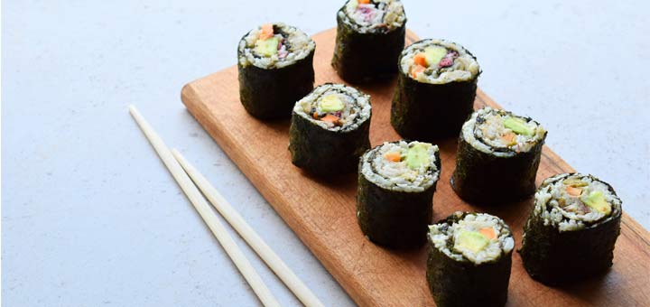 Raw Sushi Rolls With Cauliflower Rice
