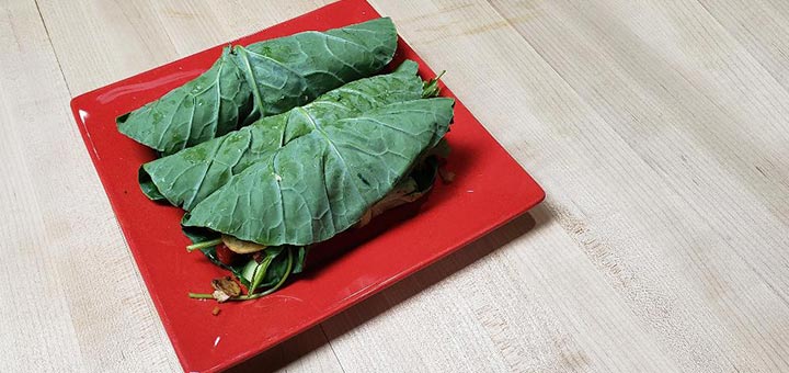 Mushroom Shawarma Collard Wraps With Garlic Spread
