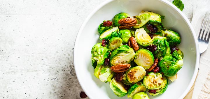 Roasted Brussels Sprouts With Cranberries & Pecans