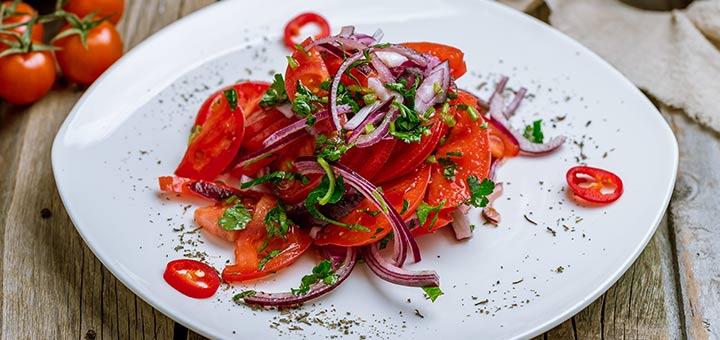 Marinated Sliced Tomato & Herb Salad