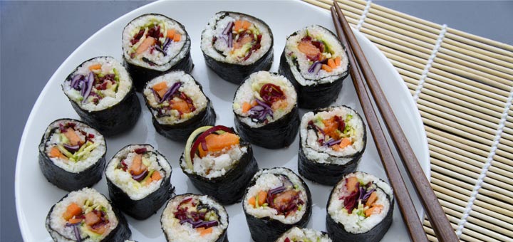 Raw Vegan Sushi With Marinated Mushrooms