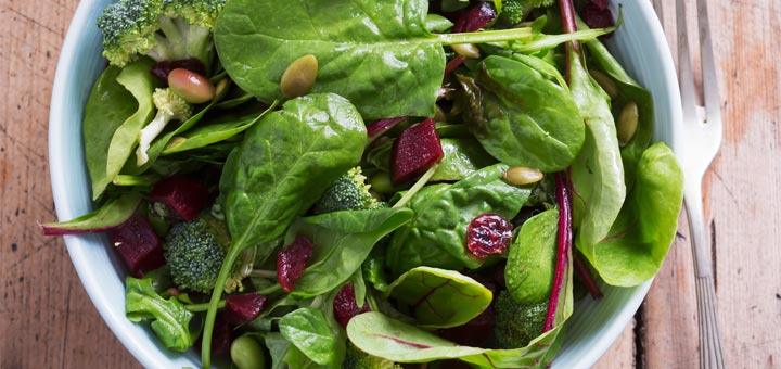 Spinach & Broccoli Salad With A Carrot Ginger Dressing