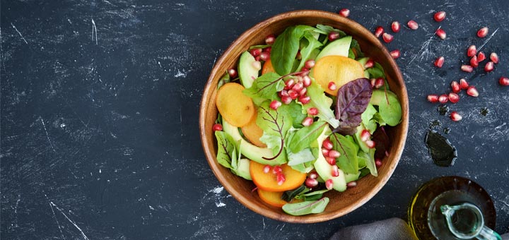 Persimmon Pomegranate Mixed Green Salad