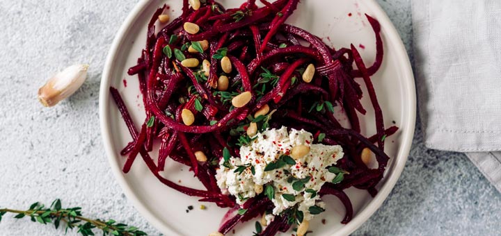 Beet Noodles With Cashew Cheese Cream Sauce