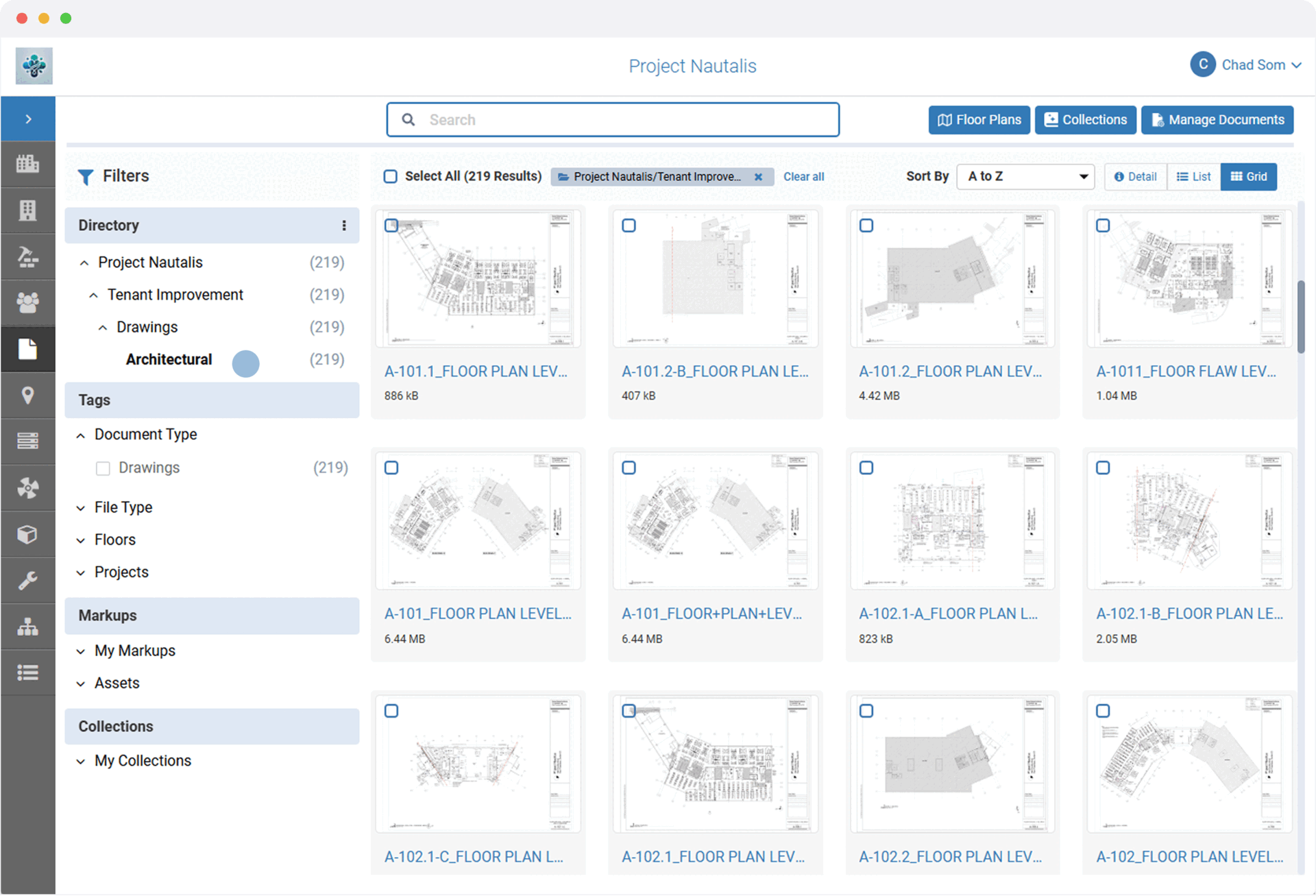 screenshot of document management in vueops software