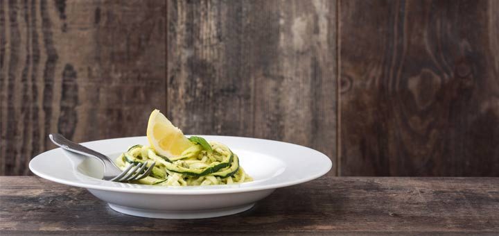 Raw Zucchini Noodles With An Avocado Pesto