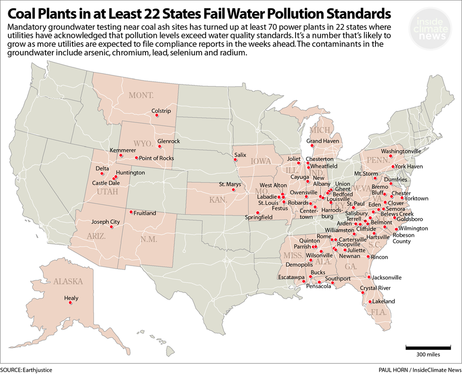 Map: Coal Plants in at least 22 States Fail Water Pollution Standards