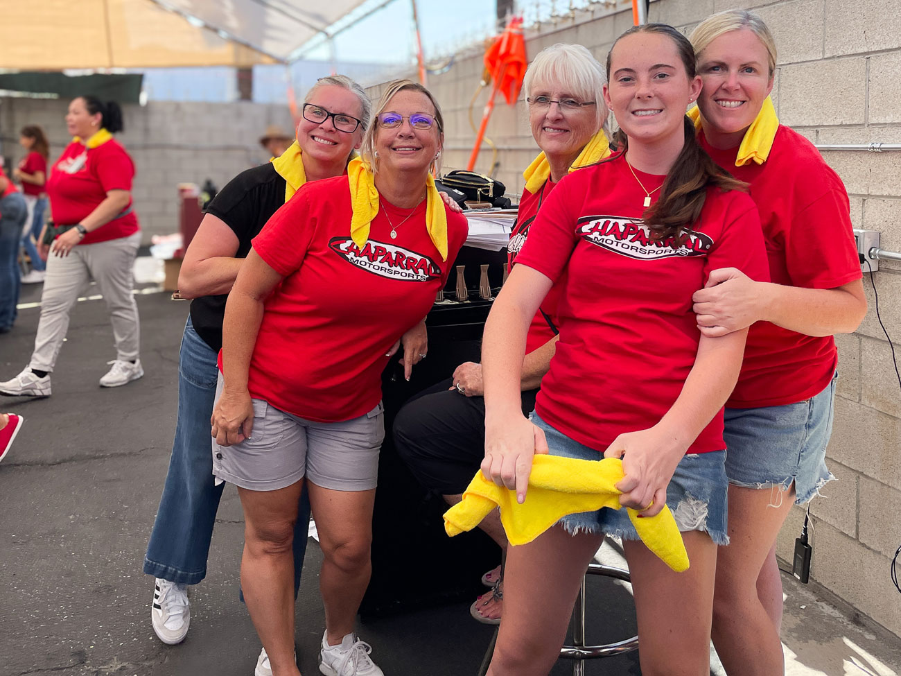 Yellow towels doused in water kept Chaparral employees cool