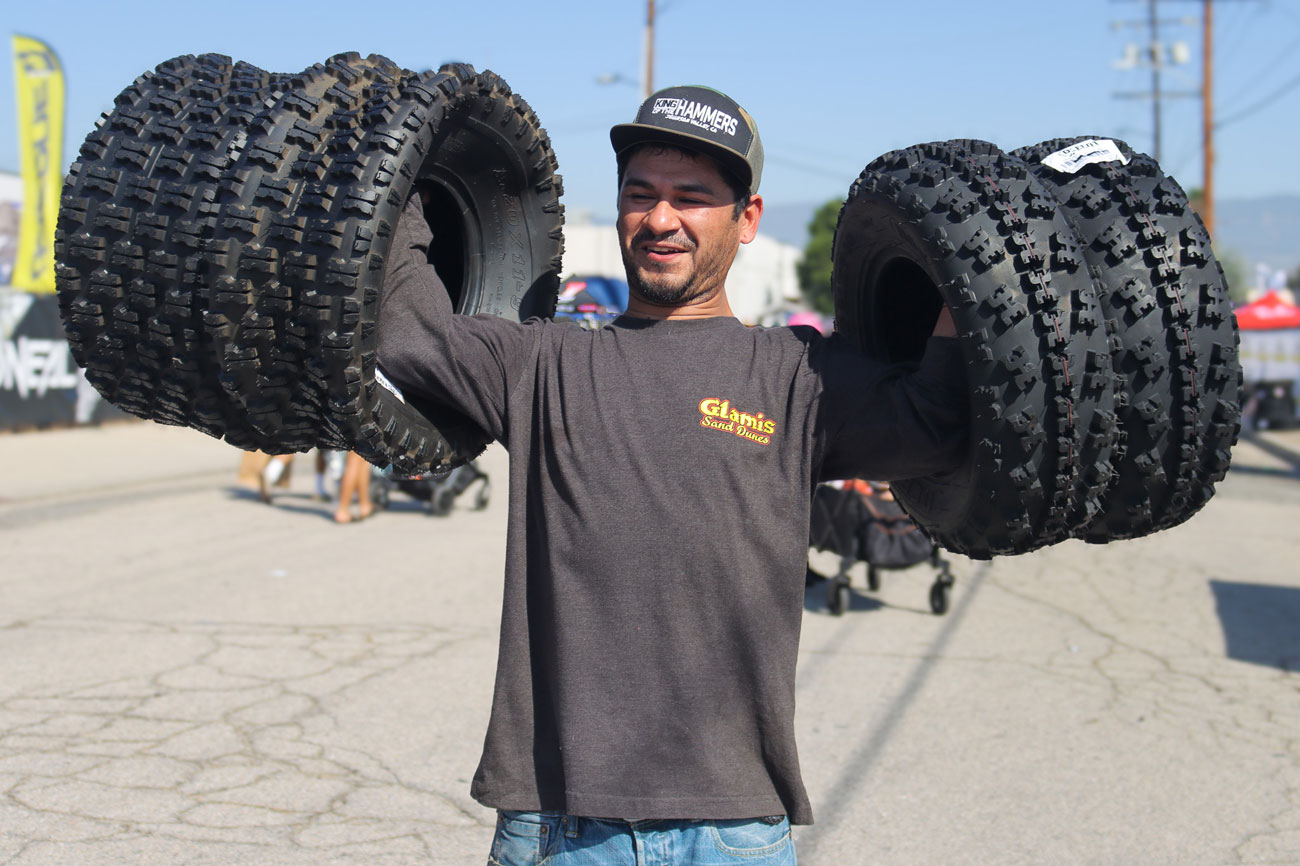 He found all the tires he could carry at the Chaparral booth