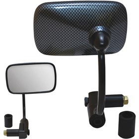 Parts Unlimited Universal Bar End Mirror - 0640-0930 - Rectangle - Carbon Fiber Look - Left/Right