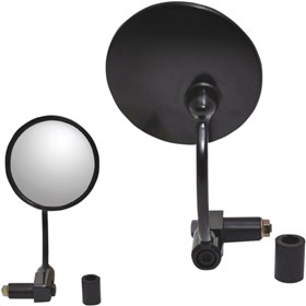 Parts Unlimited Universal Bar End Mirror - 0640-0931 - Round - Black - Left/Right