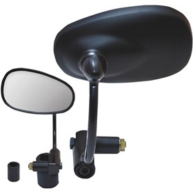 Parts Unlimited Universal Bar End Mirror - 0640-0932 - Oval - Black - Left/Right