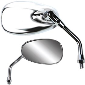 Parts Unlimited Universal Classic American-Style Mirror - Oval - Chrome - Left/Right (Left Hand Thread)