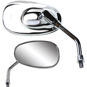 Parts Unlimited Universal Mini Classic American-Style Mirror - Oval - Chrome - Left/Right
