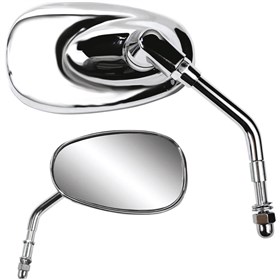 Parts Unlimited Universal Billet Mirror - Oval - Chrome - Left/Right
