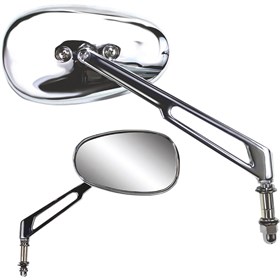 Parts Unlimited Universal Billet Mirror With Long Stem - Teardrop - Chrome - Left/Right