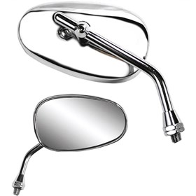 Parts Unlimited Universal Mini Classic Mirror - Oval - Chrome - Left/Right