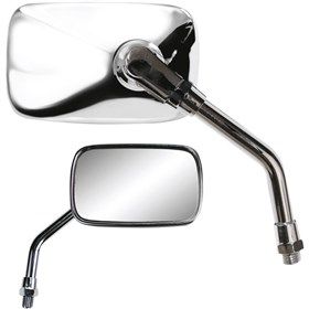 Parts Unlimited Universal Mini Mirror - Rectangle - Chrome - Left/Right (Left Hand Thread)