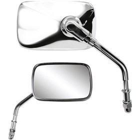 Parts Unlimited Universal Billet Mirror - Rectangle - Chrome - Left/Right