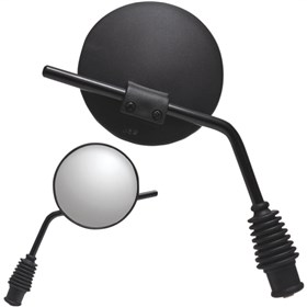 Parts Unlimited Universal Dual Sport Mirror - Round - Black - Left/Right (Left Hand Thread)