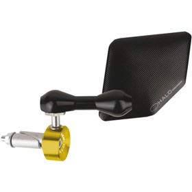 Driven Racing Halo Stainless Steel Bar End Mirror - Pentagon - Black/Gold - Left