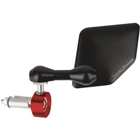 Driven Racing Halo Stainless Steel Bar End Mirror - Pentagon - Black/Red - Left