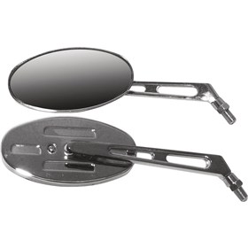Emgo Billet Screw-In Mirrors With Short Stem - Oval - Chrome - Pair