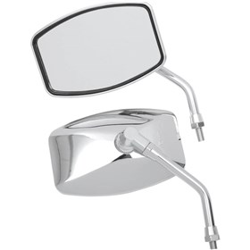Emgo Universal Big One Cruiser Mirrors - Rectangle - Chrome - Pair