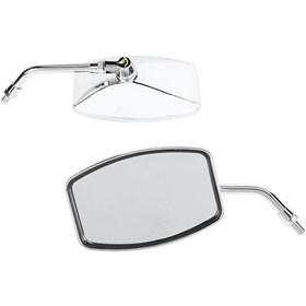 Emgo Universal Big One Cruiser Mirror - Rectangle - Chrome - Pair (Left Hand Thread)
