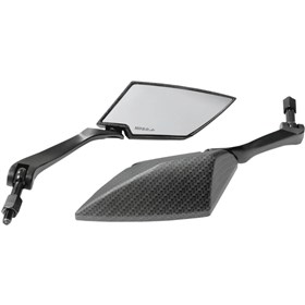 Koso Universal TT-Style Mirrors - Diamond - Black/Carbon Fiber Look - Clear Lens - Pair