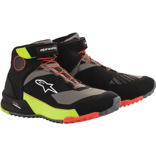 Alpinestars CR-X Drystar Riding Shoes | Blk/Grey/Flo Ylw/Flo Red