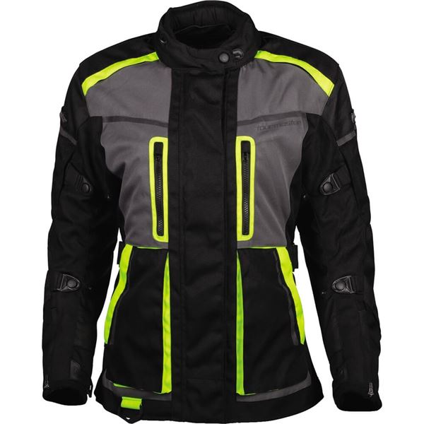 Tour Master Transition Women's Textile Motorcycle Jacket | Black/Grey/Flo Yellow