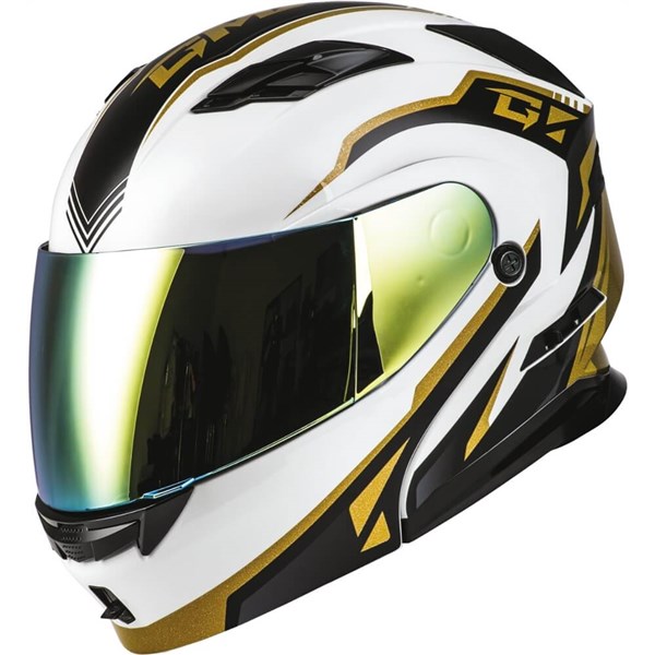 GMAX MD-01 Volta Modular Helmet, White/Black/Gold | DOT