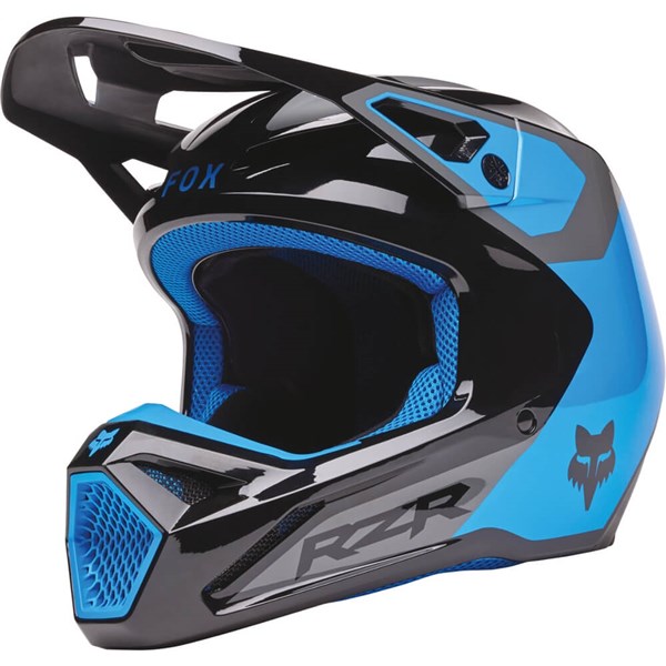 Fox Racing V1 Polaris Motorcycle Helmet | Black/Blue/Grey | DOT