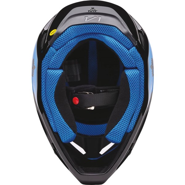Fox Racing V1 Polaris Motorcycle Helmet | Black/Blue/Grey | DOT