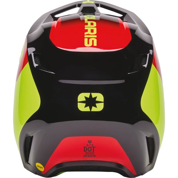 Fox Racing V1 Polaris Motorcycle Helmet | Black/Flo Yellow/Red