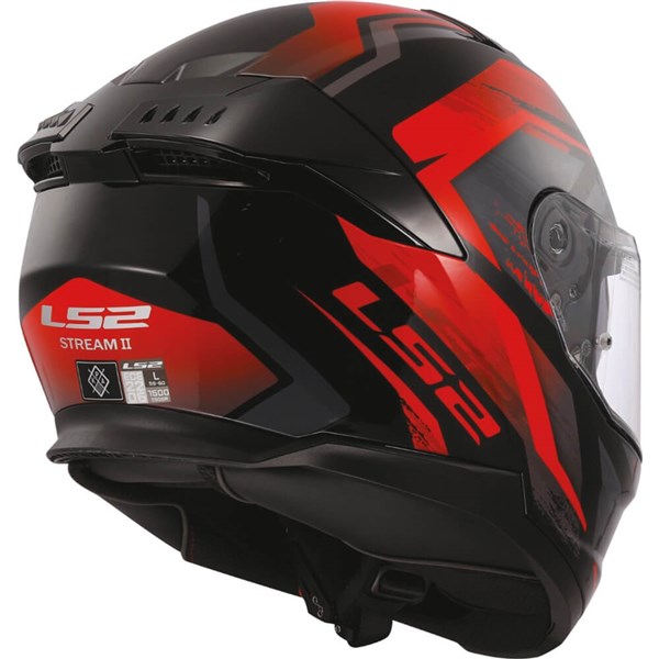 LS2 Stream II Fury Full Face Motorcycle Helmet | Black/Red | DOT