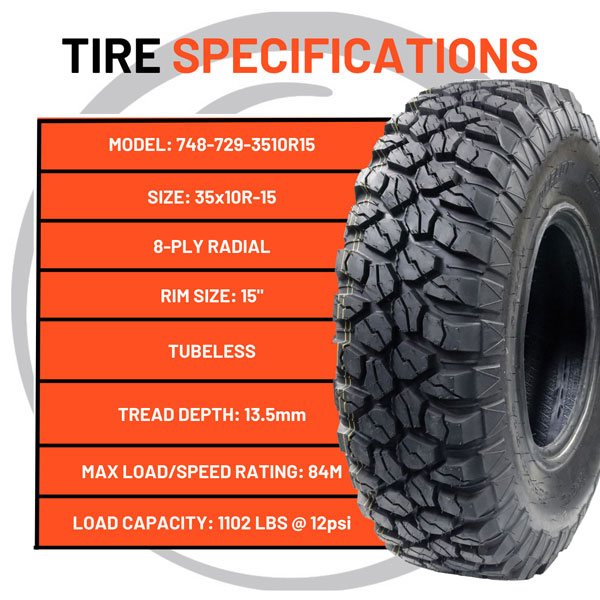 Ocelot - 35 x 10R - 15 - XC729 R/T ATV/UTV Tire - 35x10Rx15 | eBay