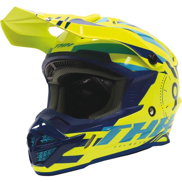 THH T730X Twister Helmet | Flo Yellow/Navy Blue/Blue | DOT ; ECE