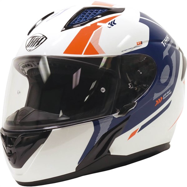 THH T810S Hayate Full Face Helmet | White/Navy Blue/Orange | DOT