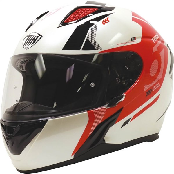THH Helmets T810S Hayate Helmet Pearl White/Red Medium 648031 for