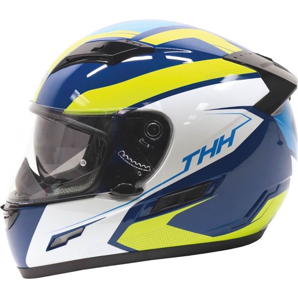 THH TS-80 Vision Full Face Helmet | Blue/White/Flo Yellow | DOT
