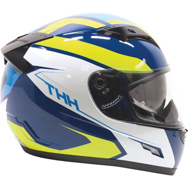 THH TS-80 Vision Full Face Helmet | Blue/White/Flo Yellow | DOT