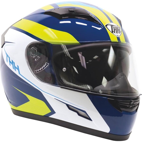 THH TS-80 Vision Full Face Helmet | Blue/White/Flo Yellow | DOT